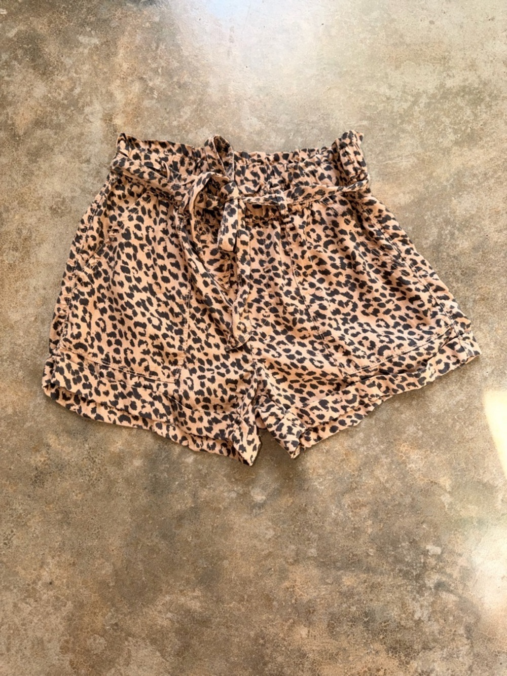 Aerie Leopard Print Paperbag Shorts Tie Waist High Rise NWOT S